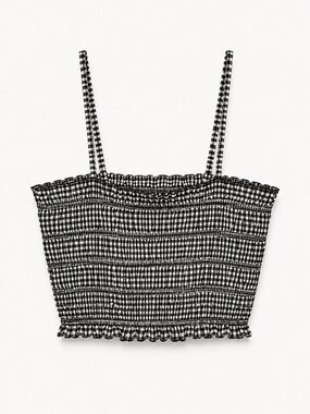 The Native One Smocked Gingham Cropped Tank 100% Cotton (264)